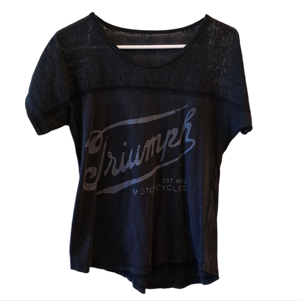 TRIUMPH X LUCKY BRAND Black Short Sleeve Shirt Motorcycle Riding